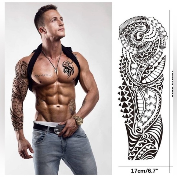 12-Piece Temporary Tattoo Stickers Sleeves Men & Women - Picture 3 of 9